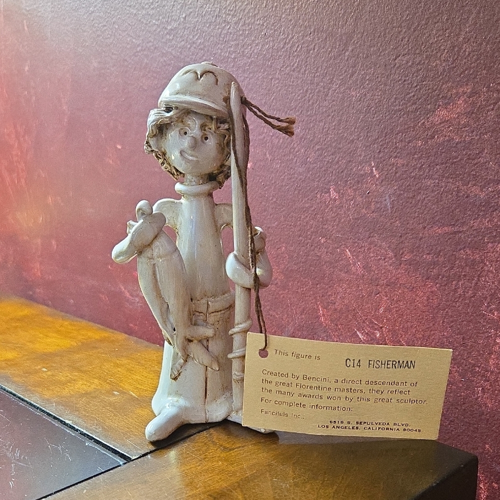 Vintage - Signed/Tagged Dino Bencini Italy Ceramic Fisherman Figurine #C14